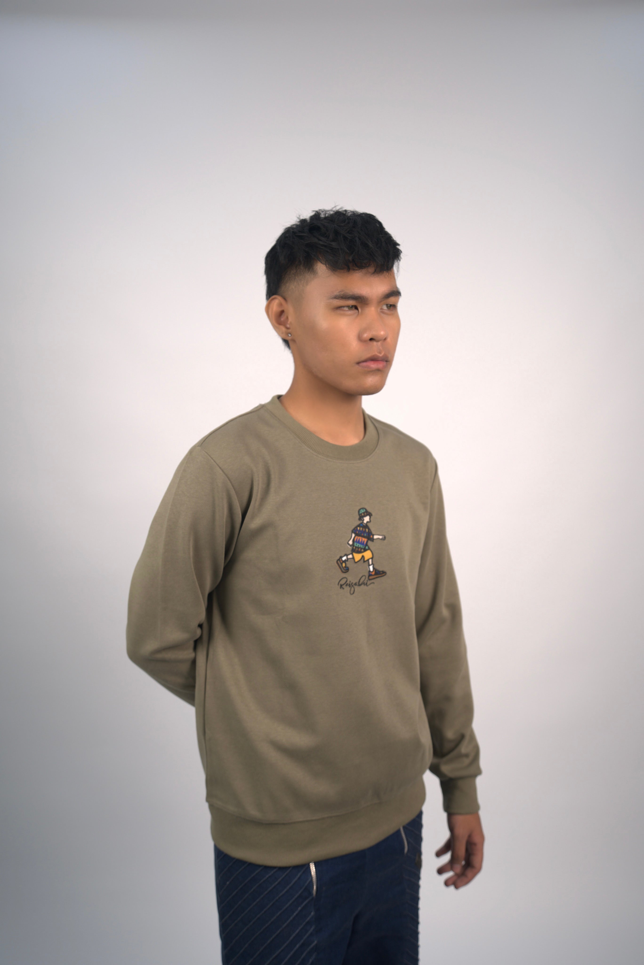 Green Runner Motif Sweatshirt