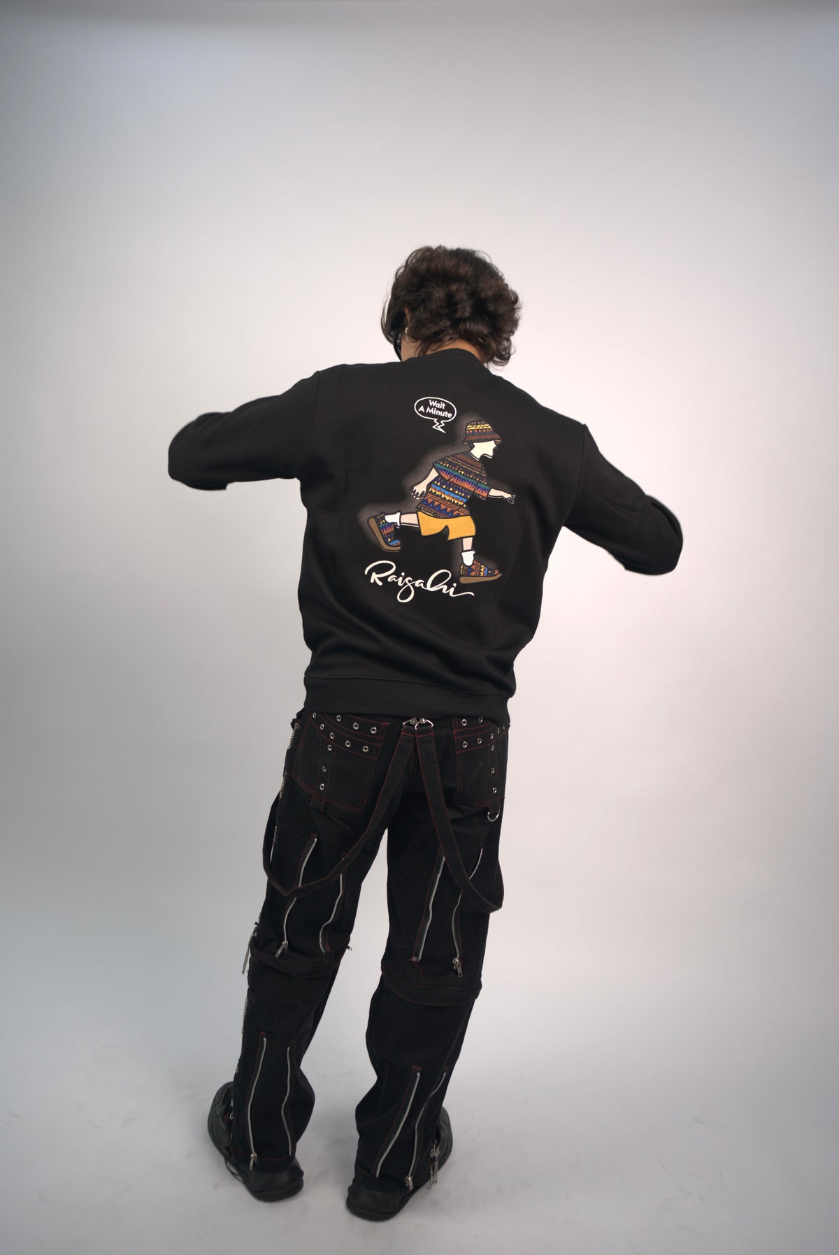 Black Runner Motif Sweatshirt