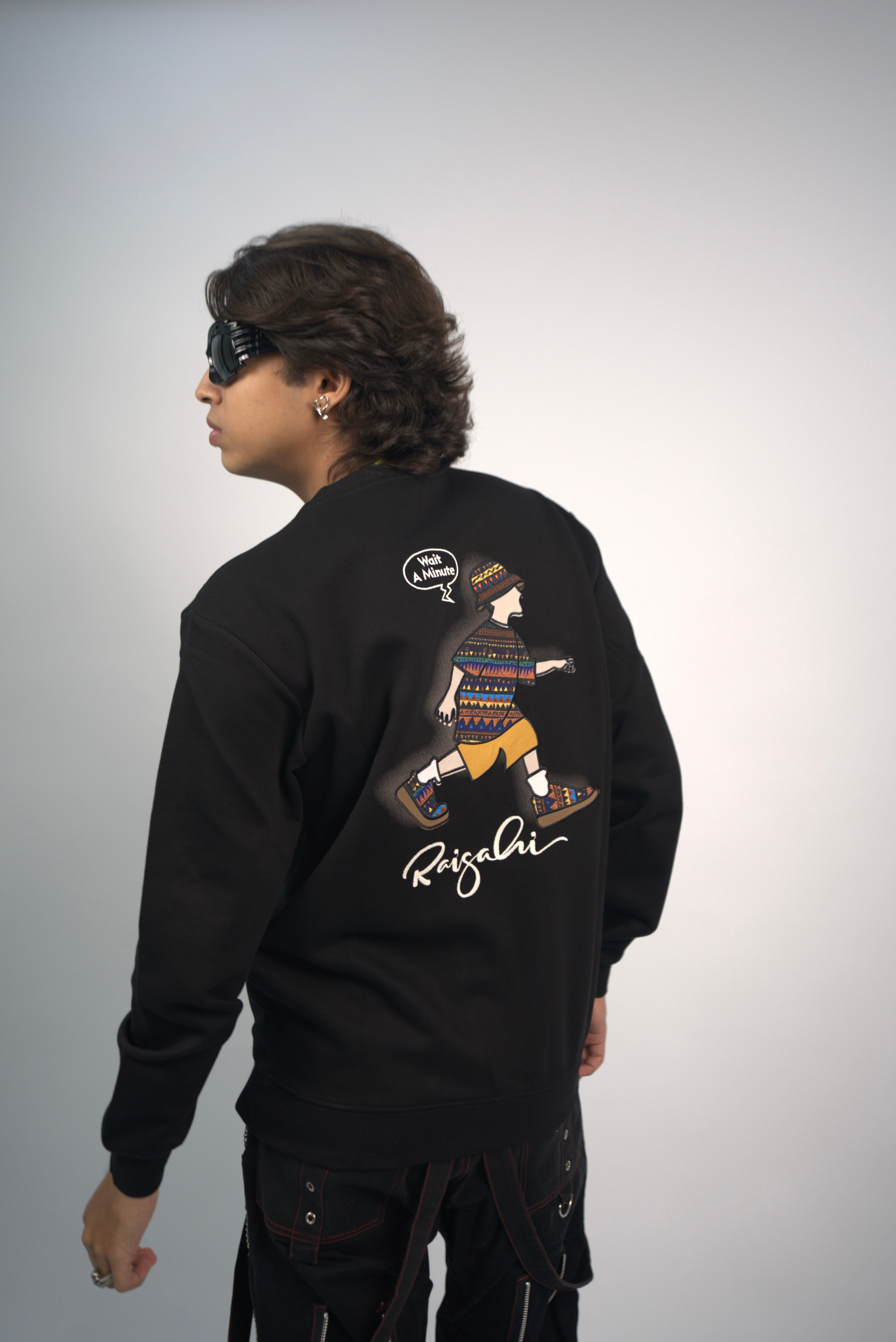 Black Runner Motif Sweatshirt